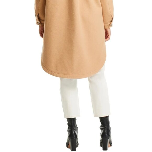 SANCTUARY Long Shacket with Removable Faux Shearling Collar Camel - Picture 5 of 6
